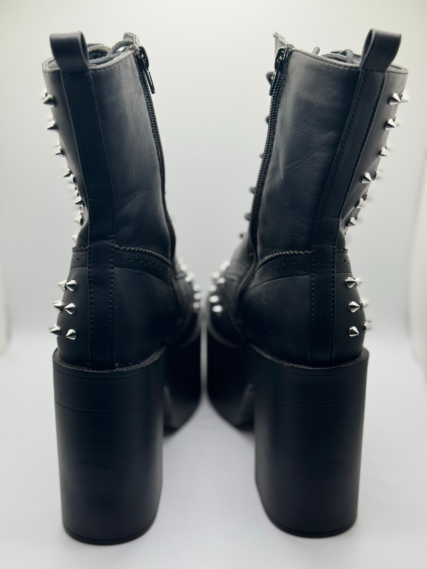 Brogue Spiked Women's Block Heel Platform Booties