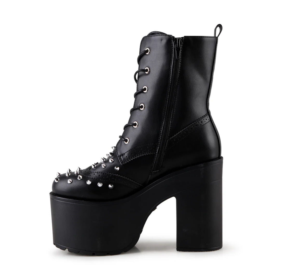 Brogue Spiked Women's Block Heel Platform Booties