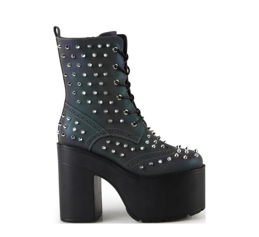 Brogue Spiked Women's Block Heel Platform Booties