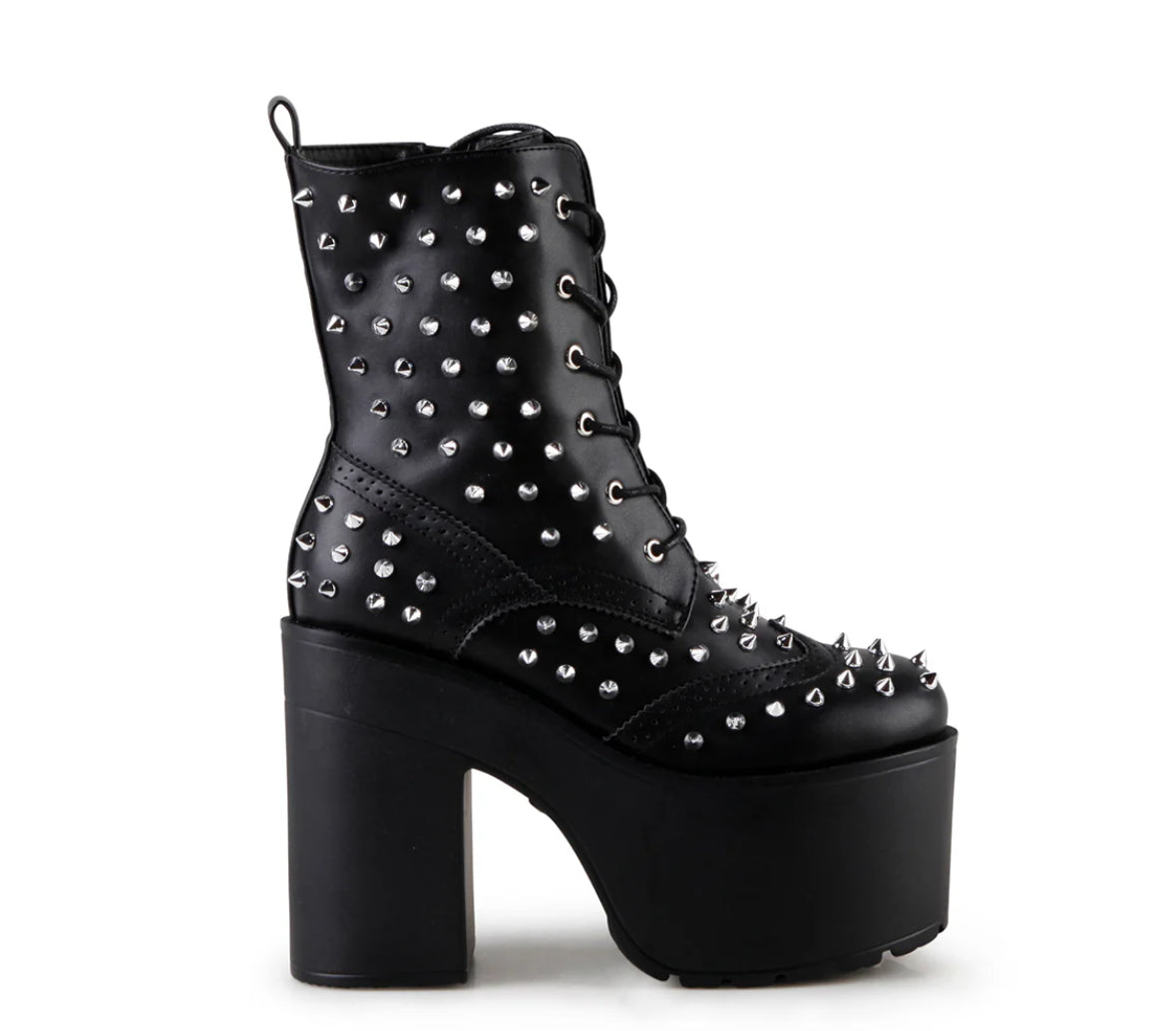 Brogue Spiked Women's Block Heel Platform Booties